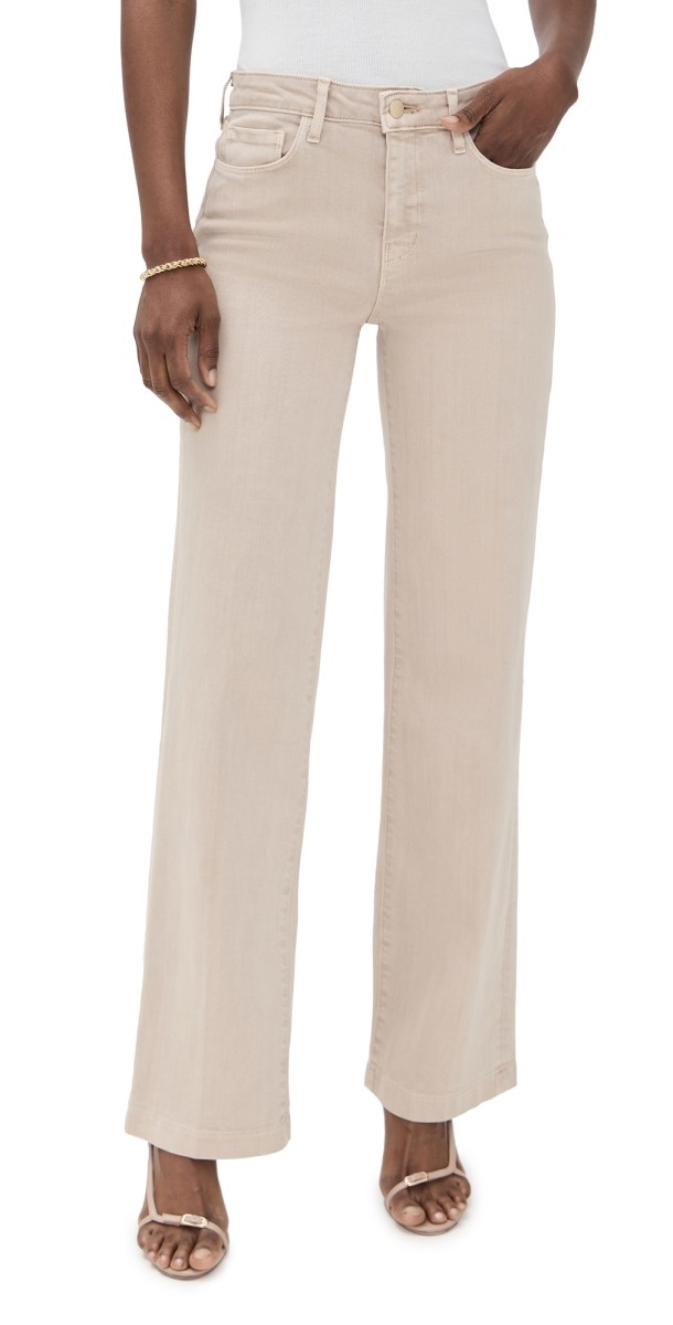 L'AGENCE Scottie High Rise Wide Leg Jeans Biscuit