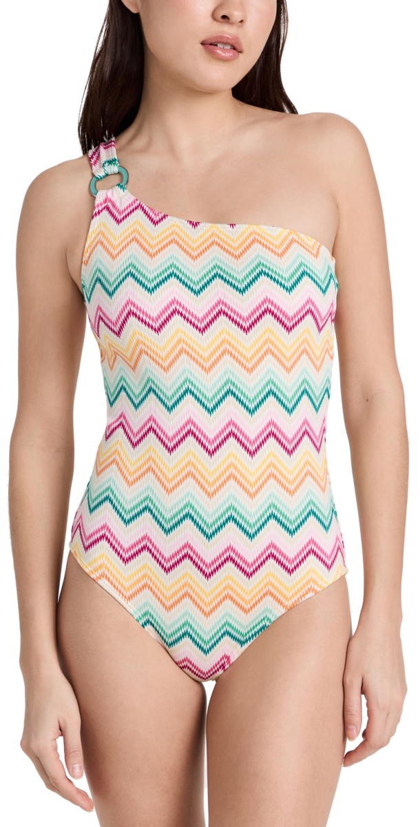 Shoshanna One Shoulder Ring One Piece Multi