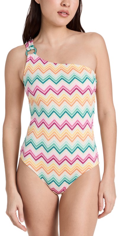 Shoshanna One Shoulder Ring One Piece Multi