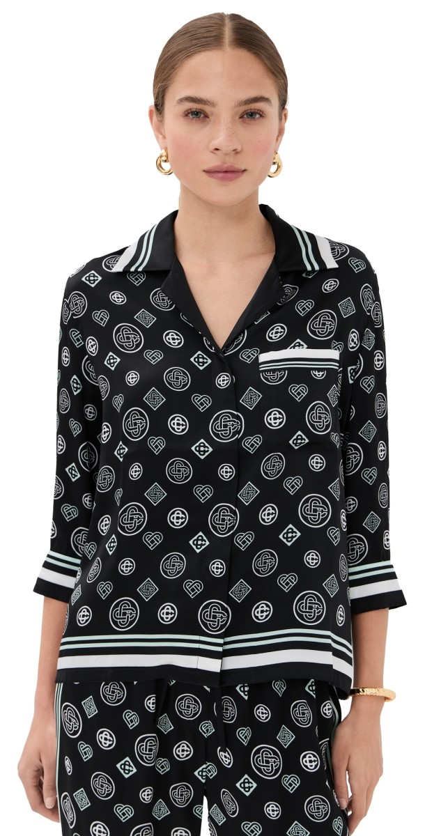 Casablanca Silk Satin Pajama Shirt Silk Satin Monogram