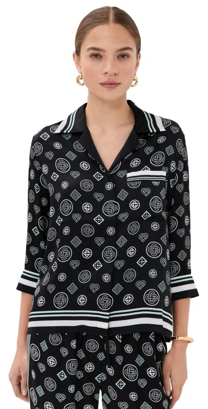 Casablanca Silk Satin Pajama Shirt Silk Satin Monogram