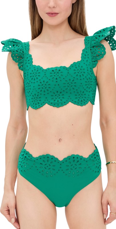 Sea Mae Scallop Bikini Top Green