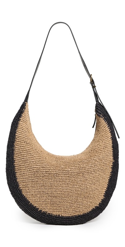 Madewell Essentials Curve Straw Shoulder Bag Natural Mult