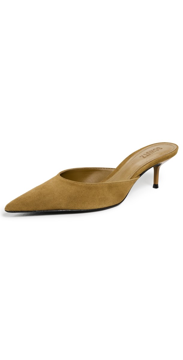 Schutz Julie Kitten Heel Mules Dried Pistachio