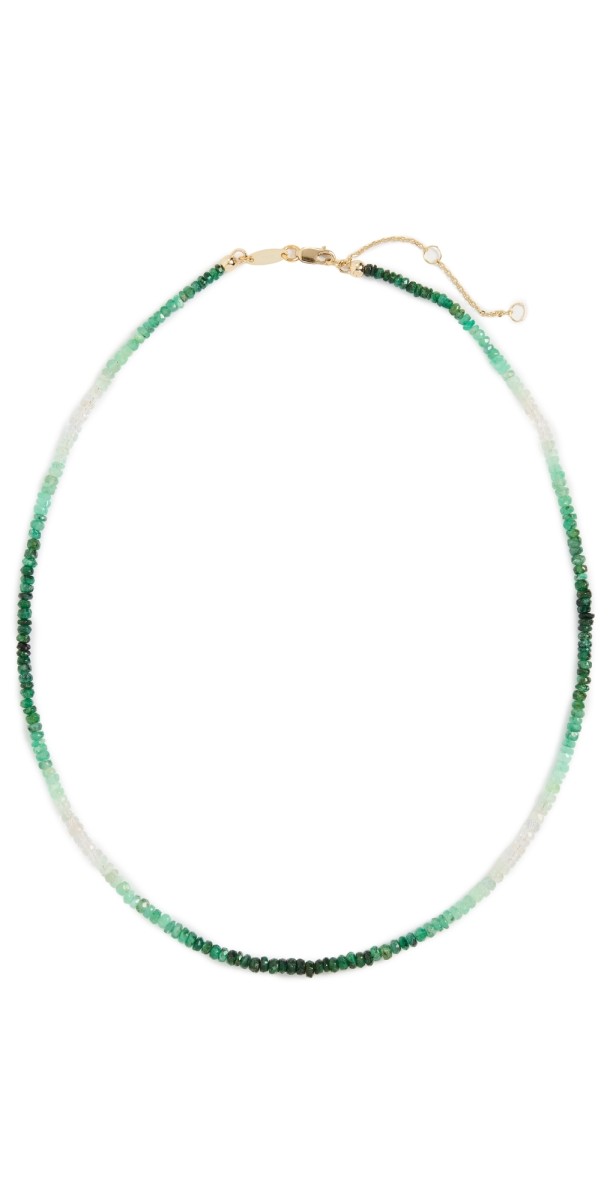 SHASHI Aisha Gemstone Necklace Emerald Ombre Floral