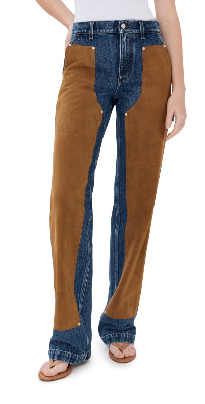Stella McCartney Denim Mixed Suede Jeans Medium Vintage Blue