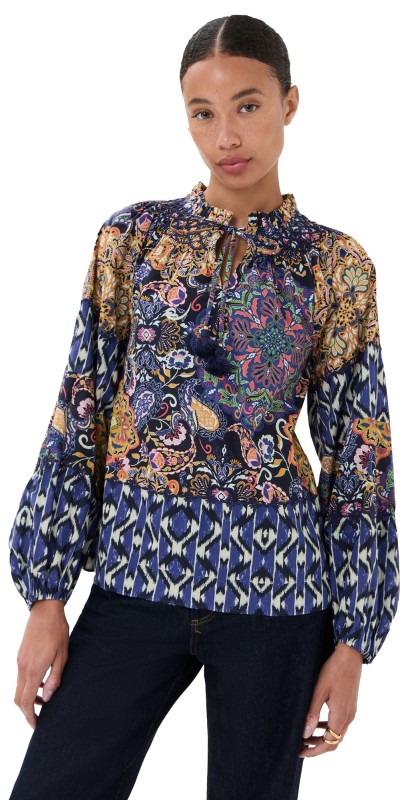 Figue Mae Top Kaleidoscope Paisley Blue