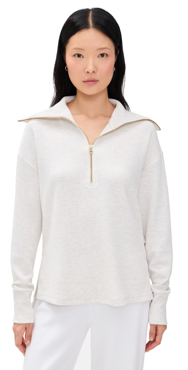 Varley Larson Half Zip Sweatshirt Ivory Marl