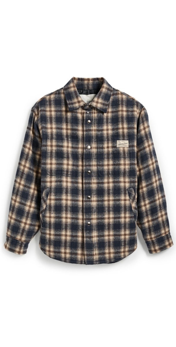 DUNST Unisex Quilted Check Flannel Shirt Navy Check