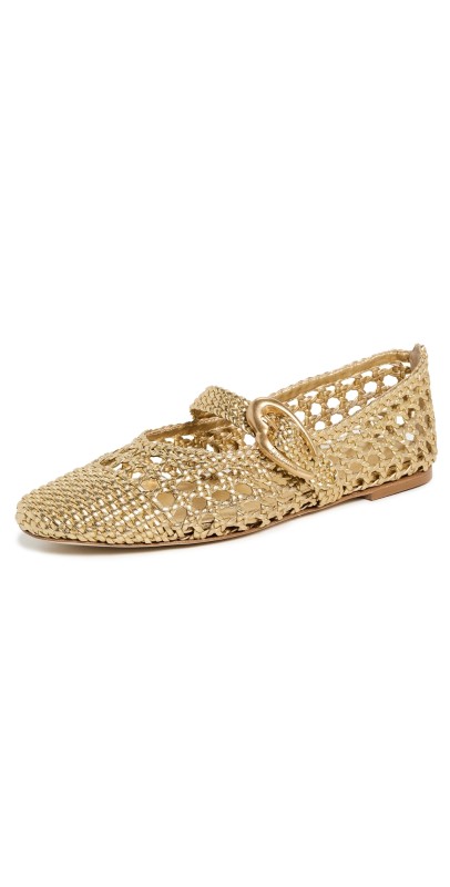 Larroudé Verona Macrame Ballet Flats Gold