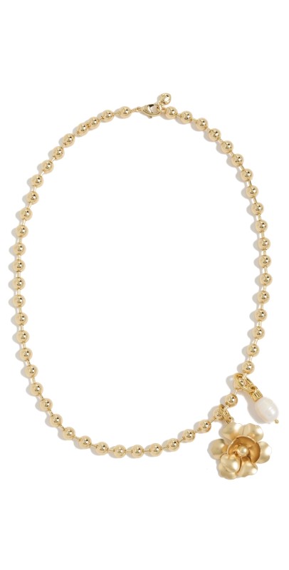 Roxanne Assoulin The Flower Meets The Pearl Necklace Shiny Gold