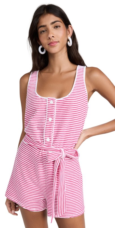 Solid & Striped The Poppy Romper Berry X Marshmallow