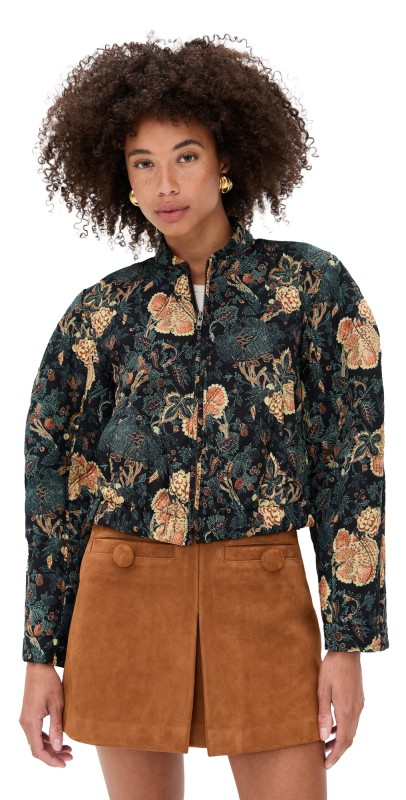 Ulla Johnson Lavinia Silk Quilted Bomber Jacket Nuit