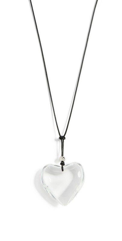 By Adina Eden Icy Puffy Heart Pendant Necklace Clear