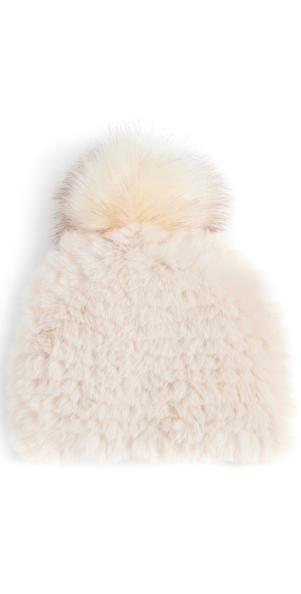 Jocelyn Faux Fur Beanie with Pom Blush