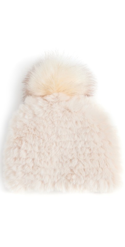Jocelyn Faux Fur Beanie with Pom Blush