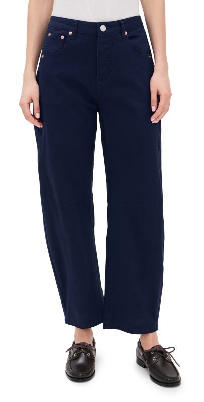 PARKE Cotton Twill Horseshoe Pants Navy