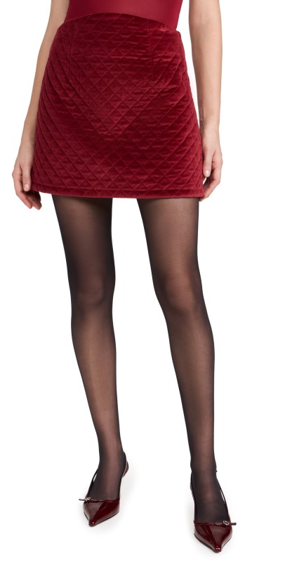POSSE Romeo Velvet Mini Skirt Red