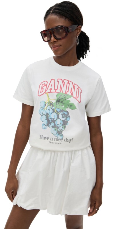 GANNI Basic Jersey Grapes Relaxed T-shirt Egret