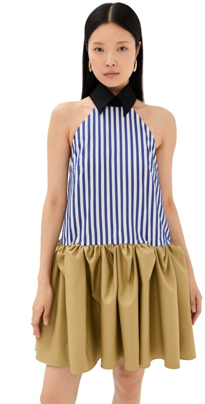 Rosie Assoulin Fifi Mini Dress Blue Stripe