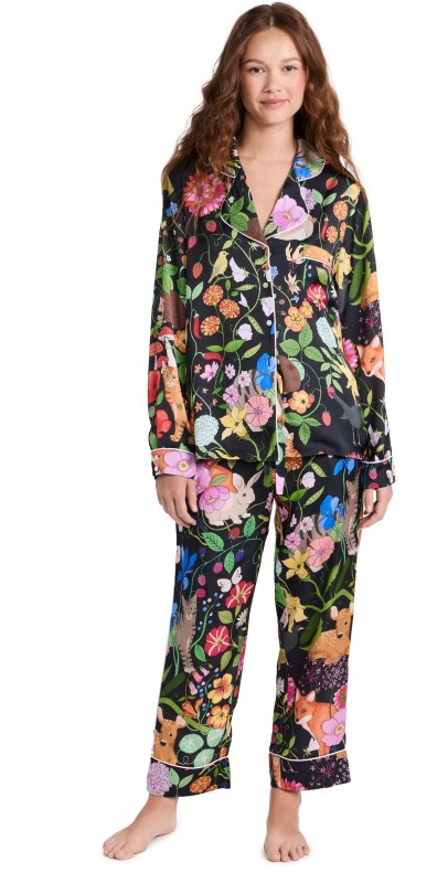 Karen Mabon Summer Garden Long PJ Set Black