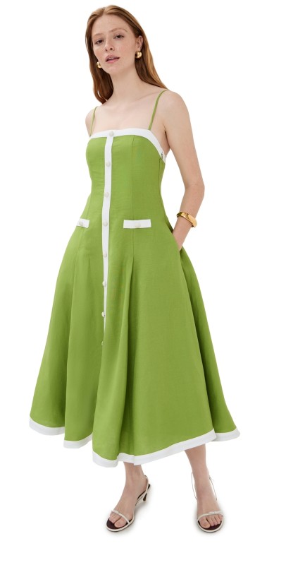 SIMKHAI Cordelia Button Down Midi Dress Kiwi Multi