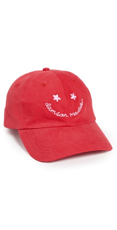 Damson Madder Washed Smiley Cap Red