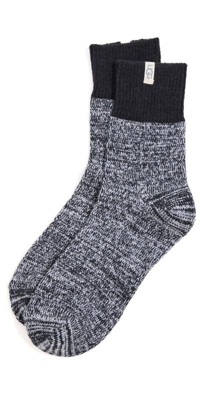 UGG Rib Knit Slouchy Quarter Socks Black