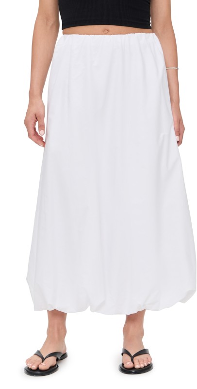 Enza Costa Poplin Bubble Skirt White