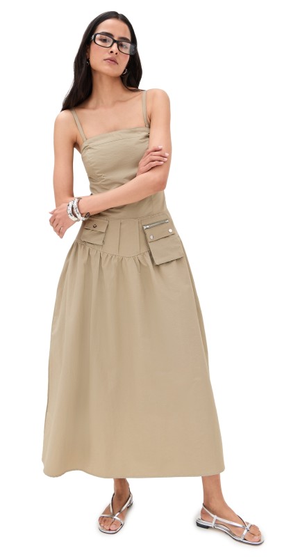 Pixie Market Utility Dress Olive