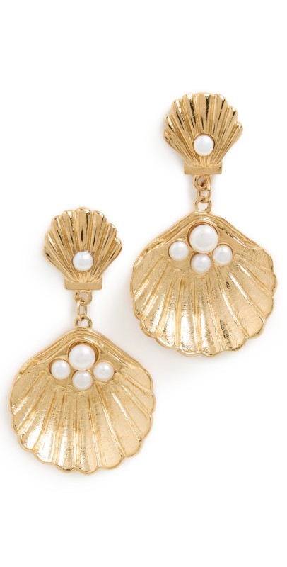 MAYAMAR Seashell Pearl Earrings Gold
