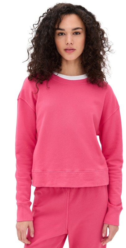 perfectwhitetee Tyler French Terry Pullover Sweatshirt Pink Bloom