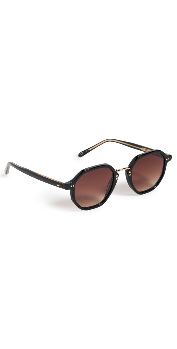 Krewe Dakota Sunglasses Black/Black Tea 18k
