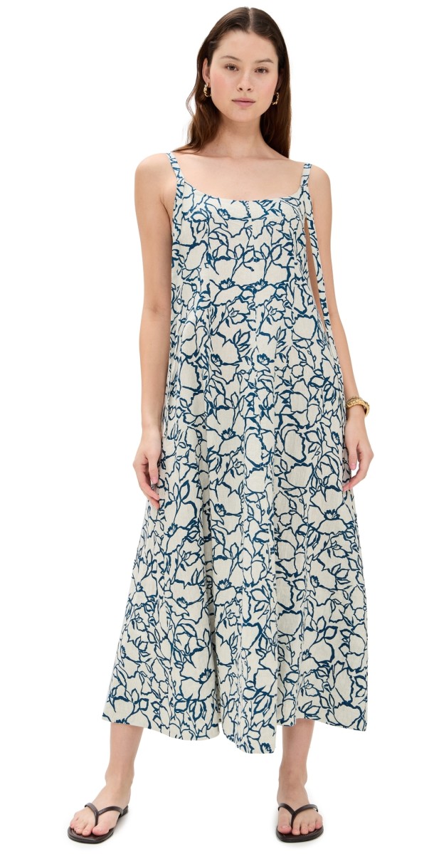 Apiece Apart Viviana Tank Maxi Dress Lace Floral Flax