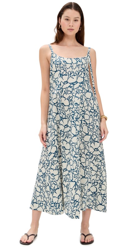 Apiece Apart Viviana Tank Maxi Dress Lace Floral Flax