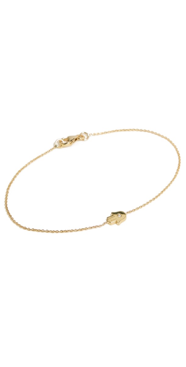 Jennifer Meyer Jewelry Mini Hamsa Bracelet 18K Yellow Gold