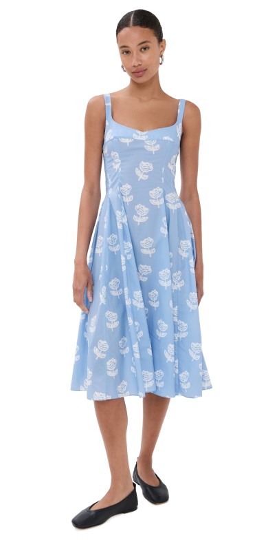 Marni Poplin Flared Dress Iris Blue