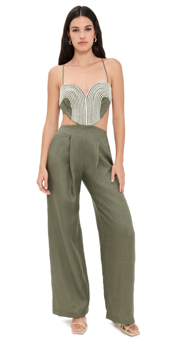 Andres Otalora Zinnia Jumpsuit Olive Green