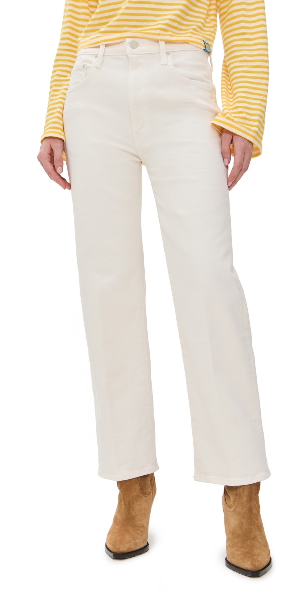 MOTHER The Rambler Zip Ankle Jeans Cream Puffs
