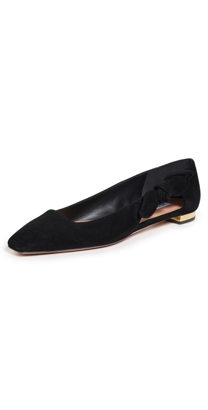 Aquazzura Very Bow Tie Ballet Flats Black