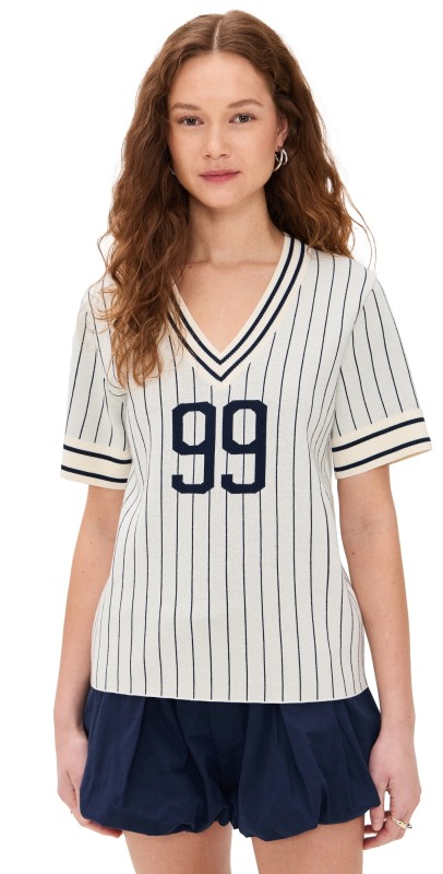 BAUM UND PFERDGARTEN Cannie Knit Top Creme Navy Stripe