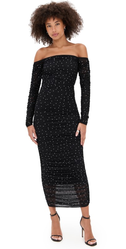 CAROLINE CONSTAS Aria Midi Dress Black