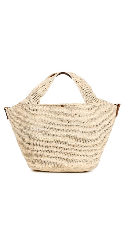 Sensi Studio Travel Crossbody bag Natural Straw/Camel Leather