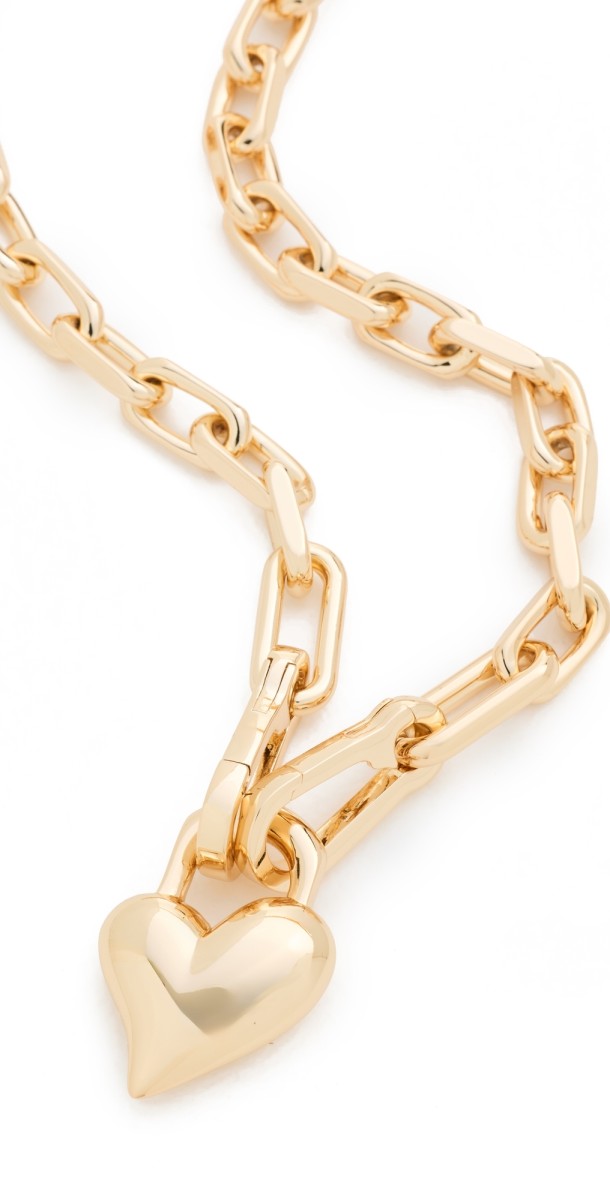 Jenny Bird Padlock Heart Pendant Necklace High Polish Gold