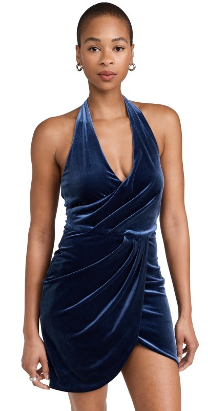 Black Halo Elaria Velvet Mini Dress Slate