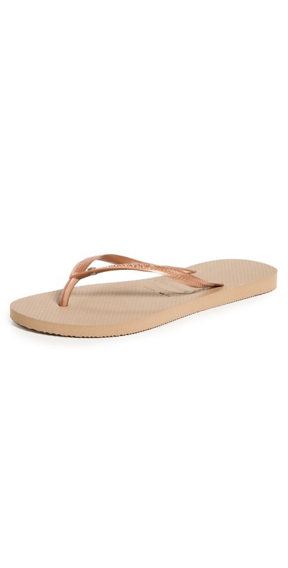 Havaianas Slim Crystal Flip Flops Rose Gold