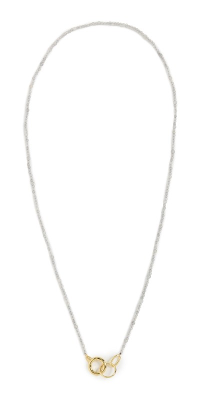Gorjana Power Gemstone Long Beaded Necklace Labradorite/Gold