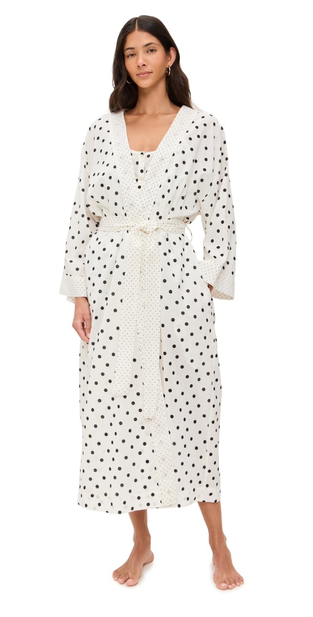 THE GREAT. The Robe Cream Mixed Polka Dot
