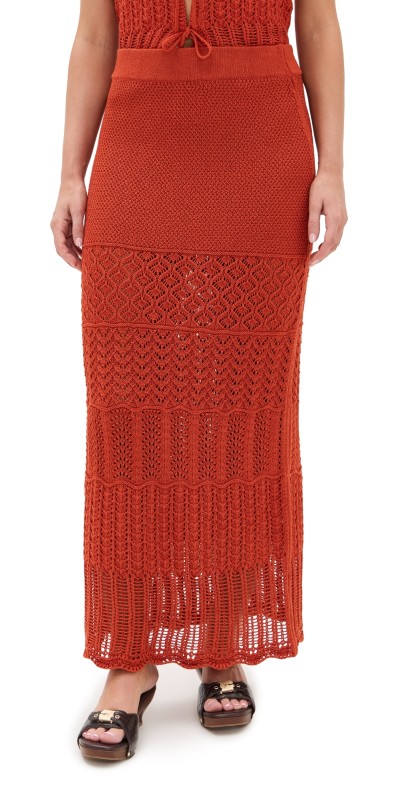 Madewell Pointelle-Stitch Maxi Skirt Rustic Flame