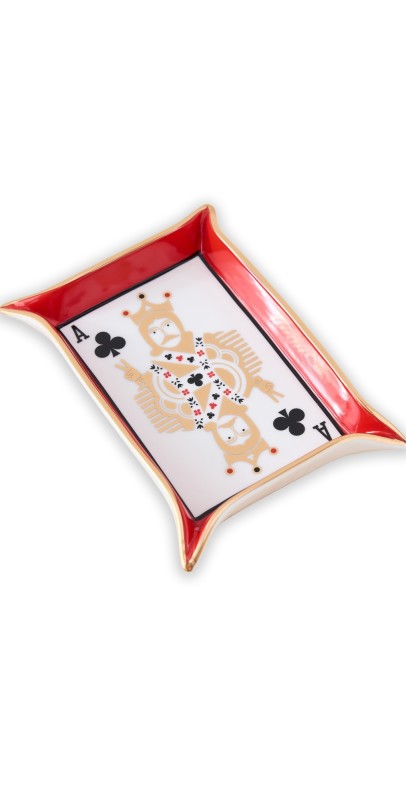 Jonathan Adler Dealer's Choice Valet Tray Red/White/Black/Brass